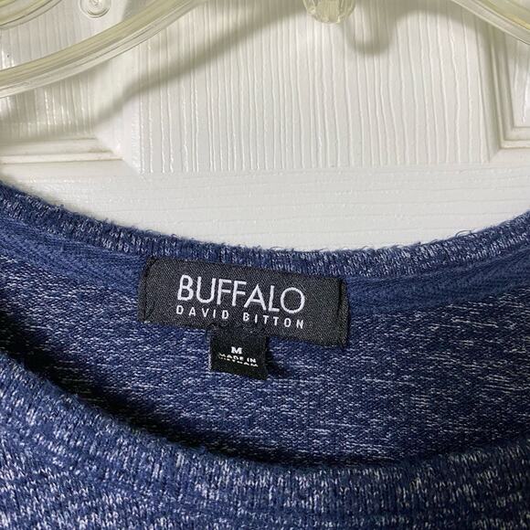 Buffalo David Bitton Long Sleeve Blue Marled Soft Pullover Sweatshirt M (2561) - Picture 3 of 7